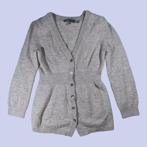 Vince | 100% Cashmere Warm Women's Button Front Banded Waist Cardigan Gray XS